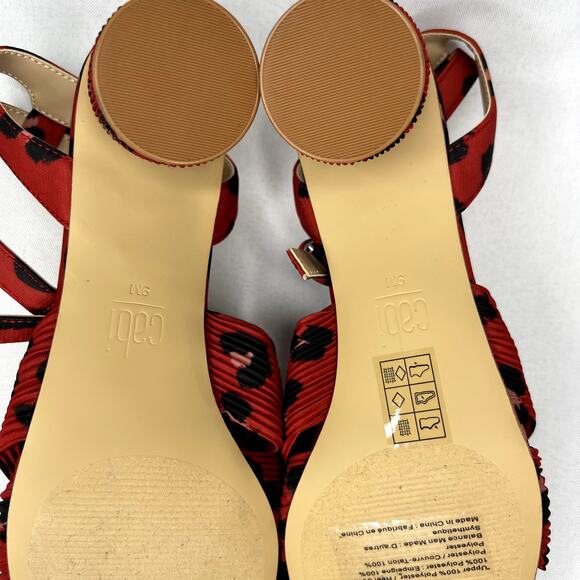 NWOB Cabi Siren Red Black Leopard Animal Print Ankle Strap Sandals Women 9 - Picture 8 of 12